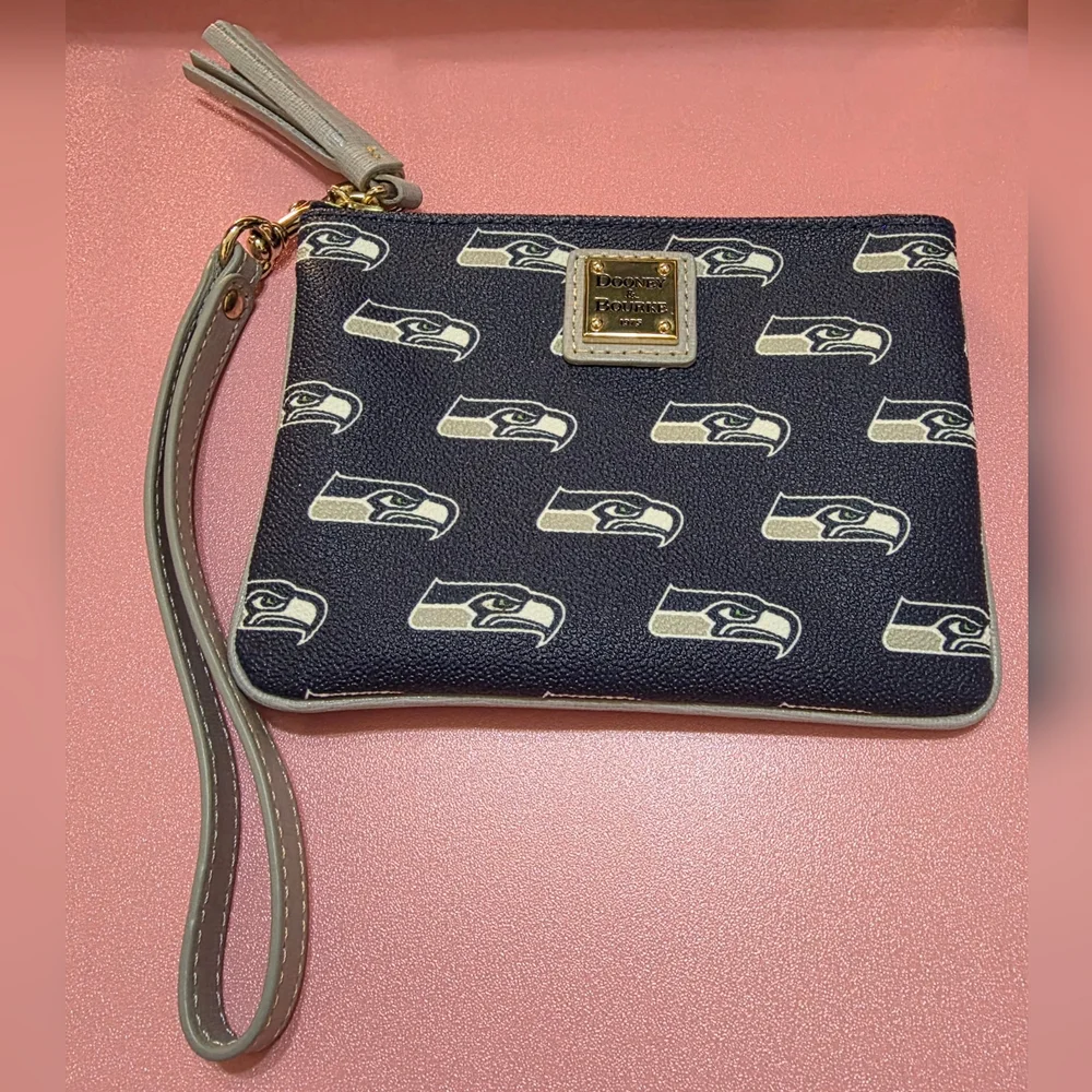 Dooney & Bourke Navy White Seattle Seahawks Print Crossbody with Wristlet